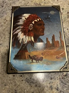 Native American Holographic Foil Art Print Warrior Tipi Bison Dreams M Caroselli - Picture 1 of 5