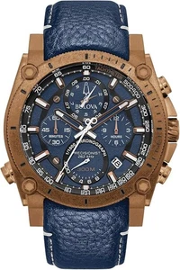 Nuevo Reloj Cronógrafo Bulova 97B186 Para Hombre Precisionista Correa Cuero Azul - Imagen 1 de 4
