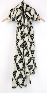 MAISON SCOTCH Women Scarf OS Chunky Knit Wool Black Triangle Geometric I - Picture 1 of 6