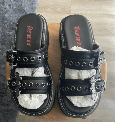 Demonia Platform Sandals, Black, Women's 7 (with box-Excellent Condition) - Image 1 of 4