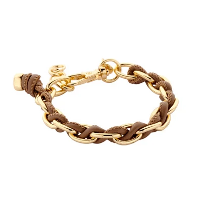 Biba Gliederarmband Goldfarben durchzogen mit Kunstleder - Bild 1 von 3