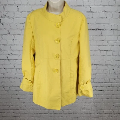 Chaqueta Talbots Amarilla 100% Algodón Abotonada Plisada Bolsillos Traseros Forrada Talla 14 Foto 1 de 4