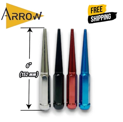 24 Chrome 6"Tall 14x1.5 XL Spike Lug Nut+Key Fit: Chevrolet Silverado 1500/Tahoe - Image 1 of 4