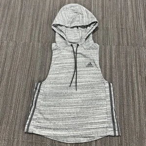 Adidas Sweatshirt Womens XS Extra Small Gray Pullover Hoodie Sleeveless Workout - Picture 1 of 11