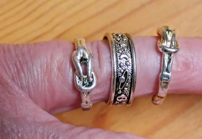 3 Zehenringe_silberfarben_2x Motiv Knoten_1x Bandform Motiv Sonne Mond Sterne_ - Bild 1 von 2