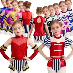 Kids Girl Halloween Circus Showman Cosplay Outfit Sparkle Dance Bodysuit Costume - Picture 1 of 90