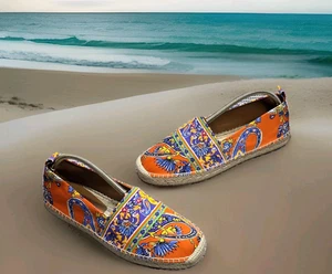 Ralph Lauren Purple Label Paisley Twill Bowsworth Espadrilles Slip On 7.5D New - Picture 1 of 23