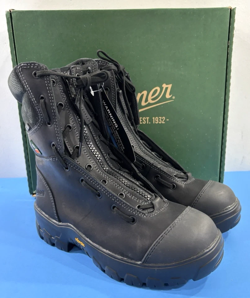 DANNER Mens 9D Boots Modern Firefighter 8" BLACK Composite Toe NMT Zip 18051