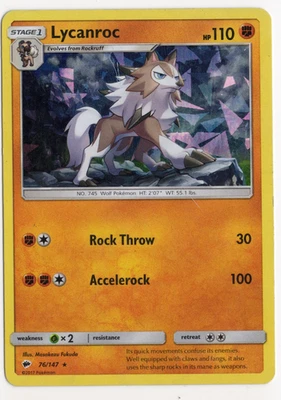Lycanroc 76/147 Cracked Ice Holo Pokemon Card - Image 1 of 2