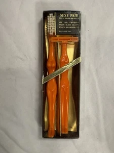 Neuheit Sexy Zahnbürste & Rasierer austauschbare Patronenklingen Orange Vintage - Bild 1 von 2