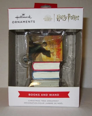 Libros y varita de Harry Potter adorno de Navidad mundo mágico Foto 1 de 4