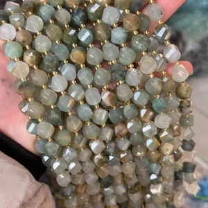 Cuentas de piedras preciosas de cuarzo fresa verde facetadas en espiral de 10 mm naturales genuinas - Imagen 1 de 4
