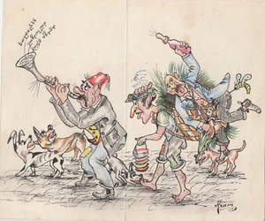 ARMENISCHER KÜNSTLER ARAM ORIGINAL ZEICHNUNG UND EINE BRIEFRÜCKSEITE - 1970 - Bild 1 von 2