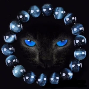 BRACELET EN PERLES OEIL DE TIGRE BLEU 3 TAILLES DE PERLE PIERRE NATURELLE - Imagen 1 de 8