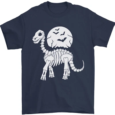 A Dinosaur Skeleton With a Full Moon Halloween Mens T-Shirt 100% Cotton - Image 1 of 4