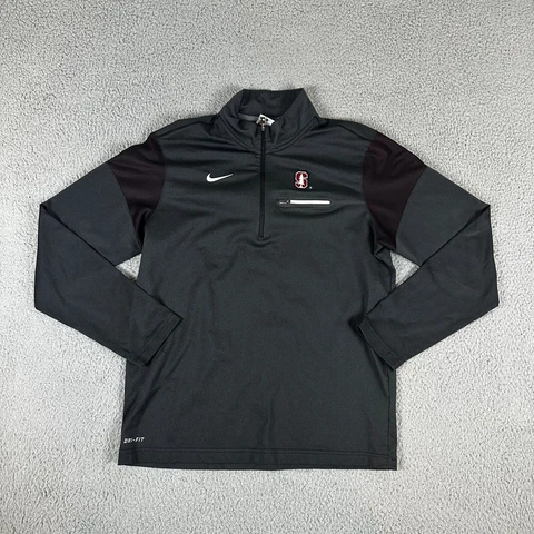 Stanford Cardinal Mens Medium M Black Half Zip Stretch Long Sleeve Nike Jacket Cover