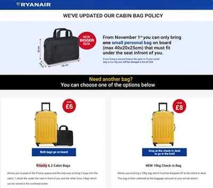 Ryanair EasyJet Sottosella 40X25x20cm Bagaglio a Mano Bagaglio a Mano da Viaggio - Foto 1 di 10