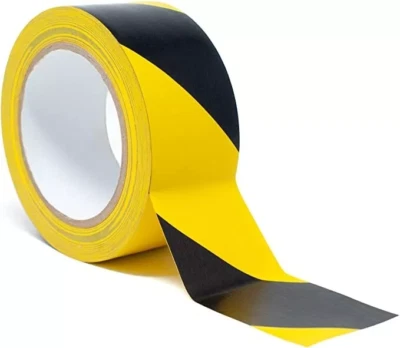 DENWOOD Black & Yellow Hazard Tape Roll Self Adhesive Safety Caution Warning 48mmX15Mete