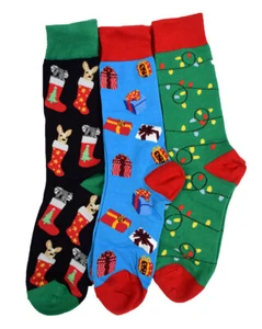Sock Society 3-PK Christmas Socks Mystery Mix Colorful 3 Pair Unisex Gift Box - Picture 1 of 5