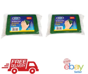 20 Heavy Duty Scourer Pads Green Scrub Kitchen Pot Cleaner Scrubber - Bild 1 von 5