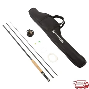 3-Piece Fly Fishing Rod Reel Combo Kit Portable Fishing Gear W/ Carry Case New - Picture 1 of 7
