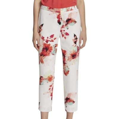 Pantalones de vestir DKNY florales primavera verano forrados al tobillo talla 12 Foto 1 de 4