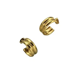 NOELLE Huggies Hoops Earrings Stainless Steel Yellow 18K Gold Plated Jewelry - Picture 1 of 1