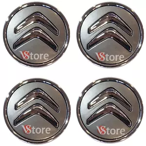 4 Tappi Coprimozzo Grigio Per Citroen C1 C3 C4 C5 C6 DS3 60mm CERCHI in Lega - Picture 1 of 3