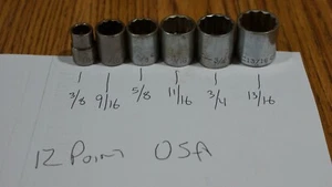 LOTE DE ENCHUFES DE 12 PUNTOS CRAFTSMAN EE. UU. 3/8 UNIDAD ASE 3/8 9/16 11/16 3/4 13/16 LST AE - Imagen 1 de 6