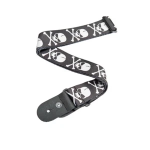 D'Addario Sublimation Printed Skull and Cross Bone Guitar Strap - Picture 1 of 3