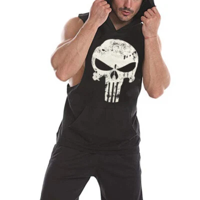 Camiseta sin mangas con capucha muscular para gimnasio entrenamiento culturismo para hombre Foto 1 de 4