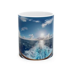 Keramiktasse mit Meerblick, Küste Seefahrt Boot Meereslandschaft Tasse, Strandliebhaber Geschenk, - Bild 1 von 9