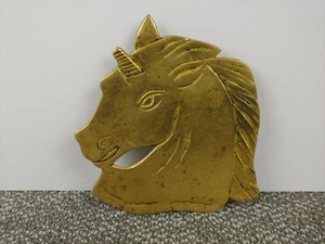 Unicorn Head Trivet Brass Horse 6 inches Hot Pot Stand Table Decor - Picture 1 of 7