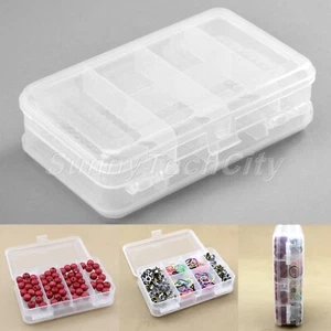 Clear 10 Slots Jewelry Beads Craft Box Case Travel Organizer Plastic Container - Picture 1 of 4