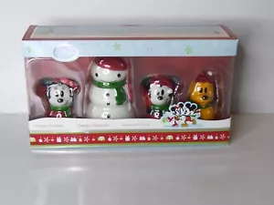 Disney Store Ceramic Ornaments Set of 4 Mickey Minnie Pluto Snowman New in Box - Picture 1 of 8
