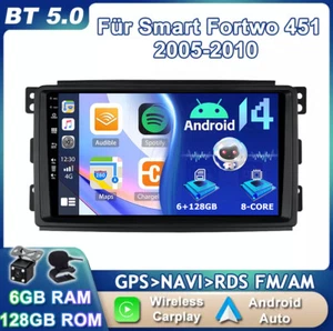6GB+128GB CarPlay Autoradio Android 14 Für Mercedes Benz Smart Fortwo 451 RDS AM - Bild 1 von 18