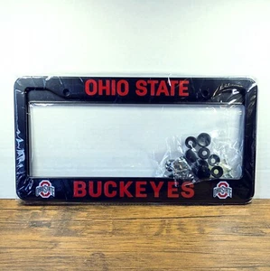 2 Pack, Ohio State University Buckeyes, Black Aluminum Metal License Plate Frame - Picture 1 of 5