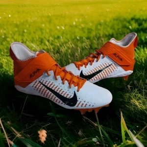 Nike Alpha Menace Pro 2 Mid Football Cleats Mens 15 Orange White BV3945-103 New - Picture 1 of 11