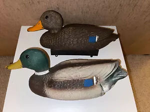(2) Flambeau Mallard Hen Ducks Decoys Vintage Male Female Plastic No Weights LOT - Picture 1 of 4