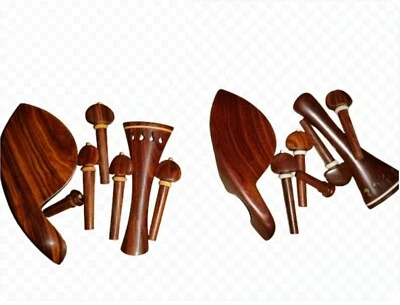 1 Set Rose wood Violin Parts With Boxwood or Bone Ornament 4/4 - Image 1 of 4