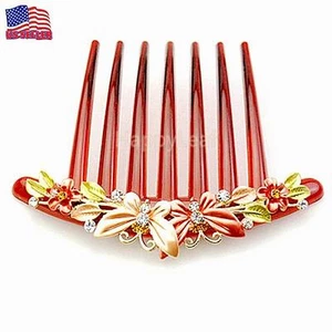 @so pretty@Hand made Painted Butterfly Austrian CZ Hair Comb/clip thick hair - Picture 1 of 9