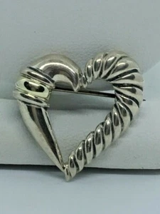 DAVID YURMAN 925 STERLING SILVER & 14KT GOLD HEART BROOCH - Picture 1 of 6