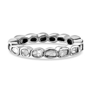 TJC 0.5ct. Diamond Band Ring for Women in Platinum Over Silver Size M