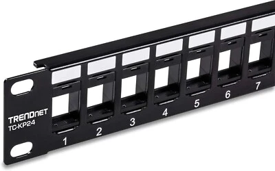 24-Port Blank Keystone 1U Patch Panel, 1U 19" Metal Rackmount Housing, TC-KP24 - Image 1 of 4