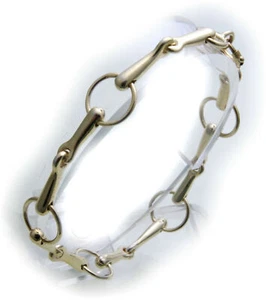 Pulsera dendida de caballo oro real 585 oro amarillo macizo caballo unisex - Imagen 1 de 2