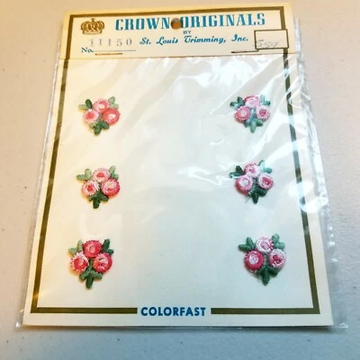 VINTAGE EMBROIDERED FLOWERS TRIM SET- Crown Originals  - Image 1 of 4