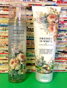 DRESSED IN WHITE FRAGRANCE MIST PERFUME SPRAY BODY CREAM SET BATH & BODY WORKS - Picture 1 of 2