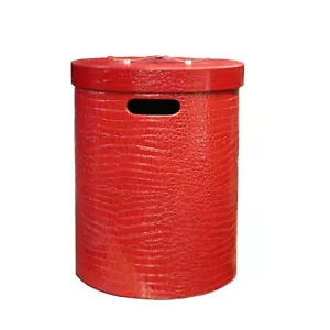 Leather Vinyl Cover Red Round Bucket Container Box Small cs5601B - Picture 1 of 5