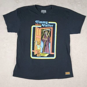 Steven Rhodes Men T-Shirt Large Black Timmy Has A Visitor Grim Reaper Graphic - Picture 1 of 17