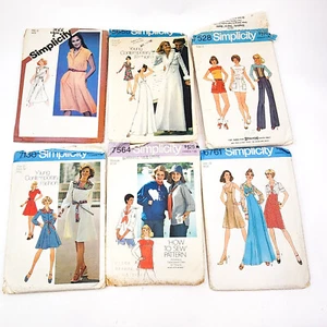 Vintage Sewing Patterns Lot Womens Miss Size 12 Simplicity Dresses Pants Top - Picture 1 of 13